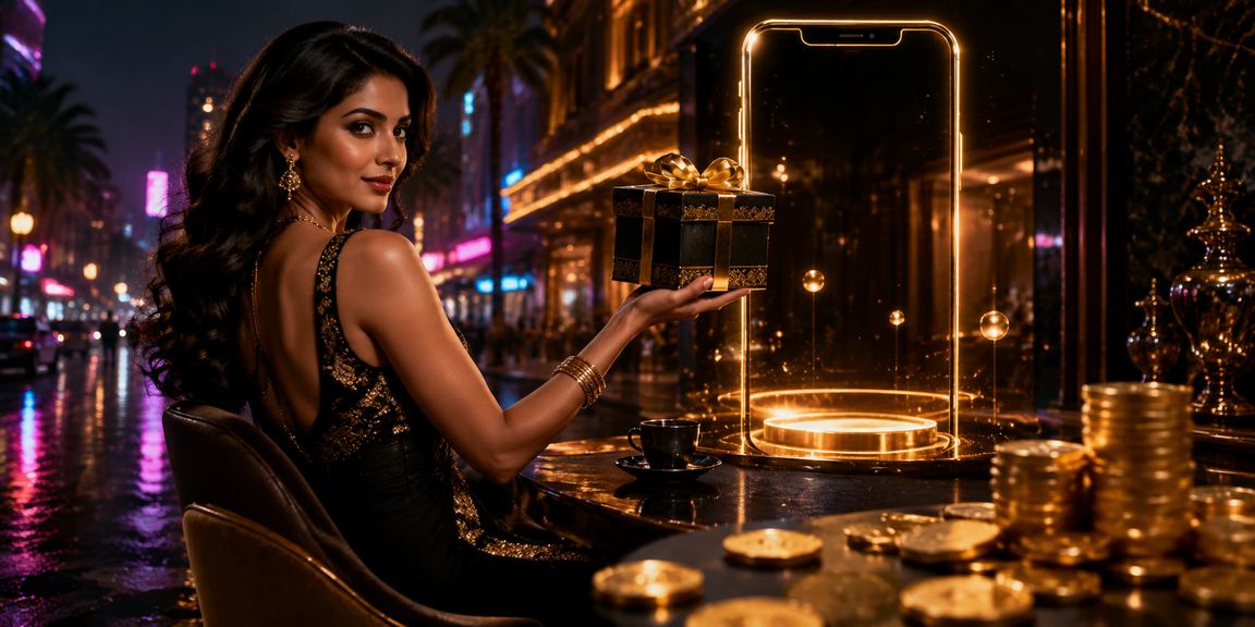 Modern mobile casino app glowing neon lights Mumbai